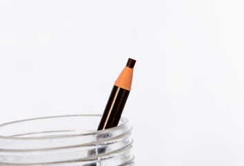 Eyebrow pencil on white background ,selective focus