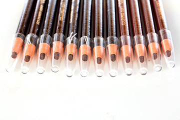 Eyebrow pencil on white background ,selective focus