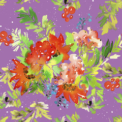 Watercolor seamless Christmas pattern