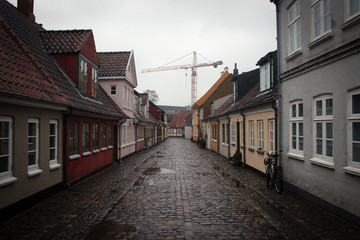 Fototapeta na wymiar Narrow streets of Odense, Denmark