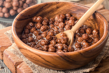 Cereal chocolate balls in bowl 