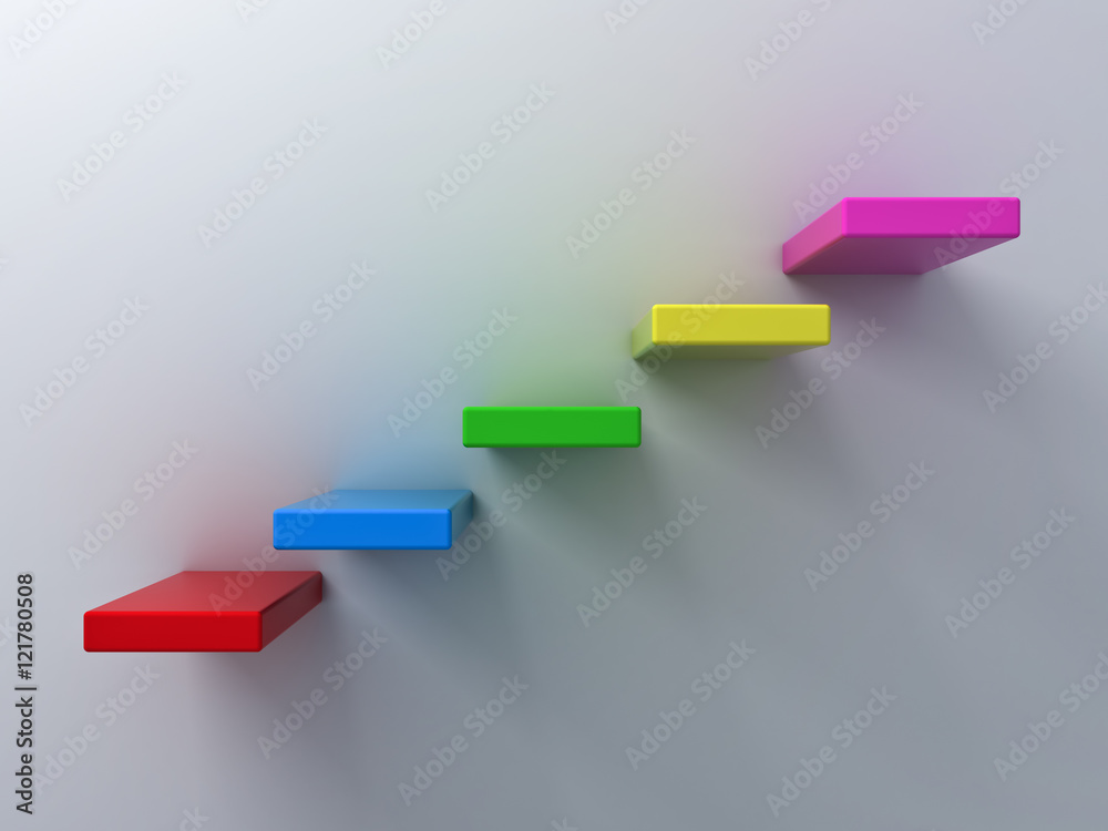 Aufkleber Abstract stairs or steps concept on white wall background with shadow 3D rendering