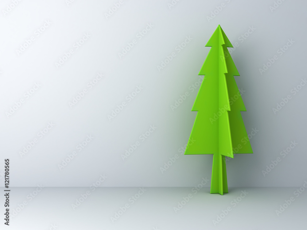 Aufkleber Christmas tree on white background with shadow for christmas decoration 3D rendering