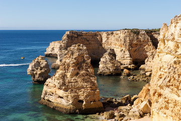 Fototapeta na wymiar Cliffs at the beach praia da Marinha, Algarve, Portugal