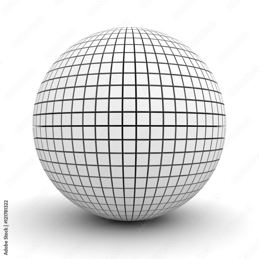 Aufkleber White polygonal sphere isolated over white background with shadow 3D rendering