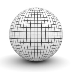 White polygonal sphere isolated over white background with shadow 3D rendering