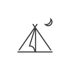 tourist tent line icon, outline vector sign, linear shelter pictogram isolated on white, logo illustration
