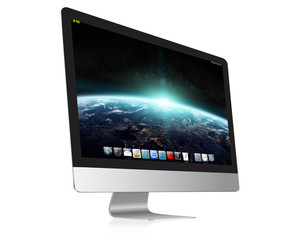 Modern computer on white background 3D rendering