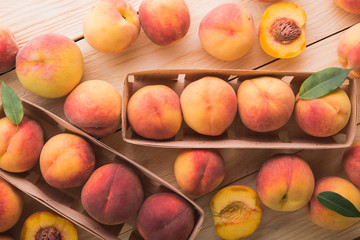 peach on wood background