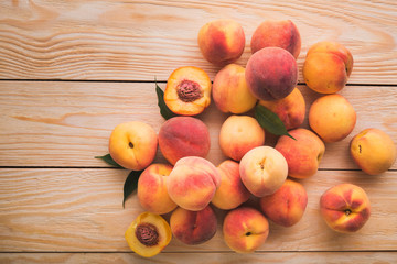 peach on wood background