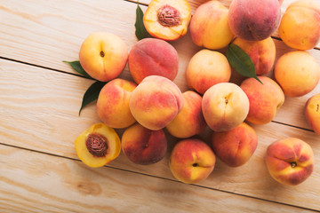 peach on wood background