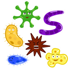 Cartoon colorful bacteria and germs vector