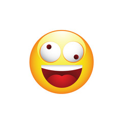 Smiling smiley with crazy eyes