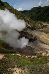 Bolshoy (large) Geyser erupting in Valley of Geysers, Kamchatka, Russia