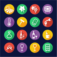 Wine Icons Flat Design Circle