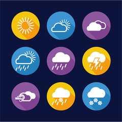 Weather Icons Flat Design Circle