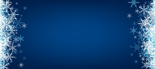 Blue winter banner with snowflakes.