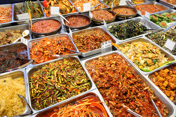 Food Korea style at Seoul market.