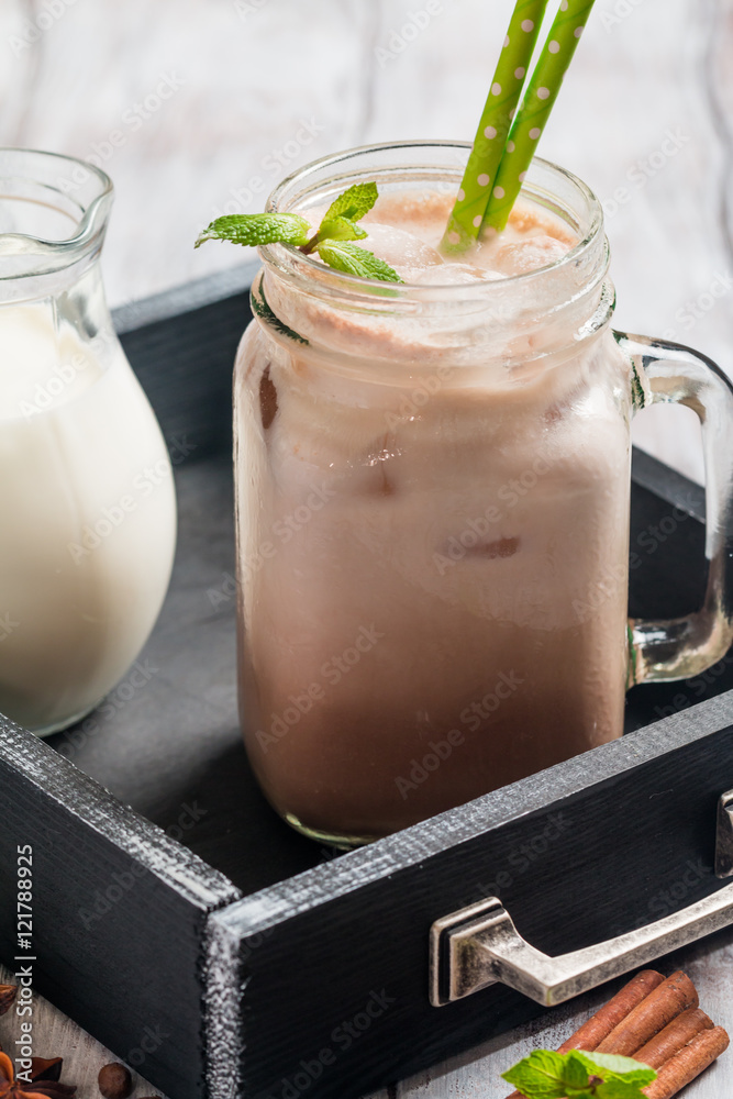 Wall mural iced coffee with milk