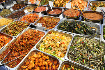 Food Korea style at Seoul market.