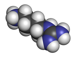 Agmatine molecule. 3D rendering. 