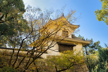 Fototapeta premium Osaka Castle with blue sky