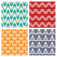 Set of vector abstract geometric seamless patterns