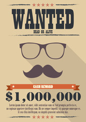 Most wanted man with mustache and glasses poster
