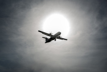 Small plane flight over beach in Tel Aviv, Israel