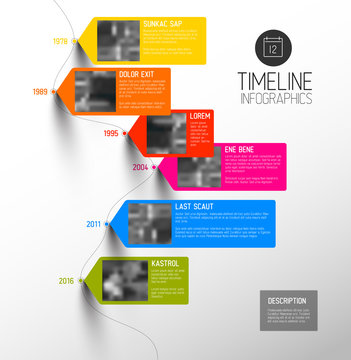 Vector colorful vertical timeline infographic