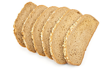 Rye bread with seeds isolated on white