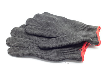 Old cotton glove isolated on white background