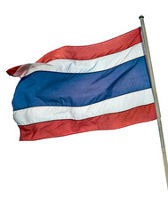 Fototapeta na wymiar Thailand flag of waving isolated on white background