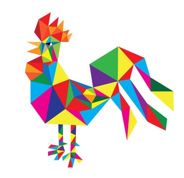 Geometric Rooster, modern low polygonal, art vector design