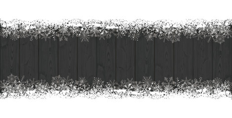 Long Wooden Christmas Card Double Snow Banner