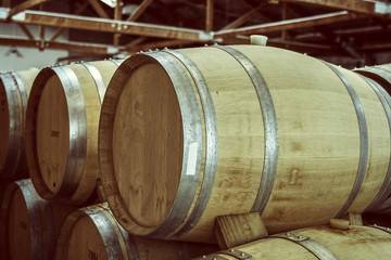 Wooden wine barrels