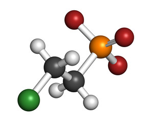 Ethephon plant growth regulator molecule. 3D rendering.