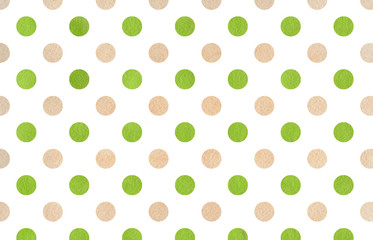 Watercolor green and beige polka dot background.