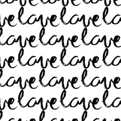 I love you. Greeting card for Valentines day. Hand drawn design elements. Black and white.