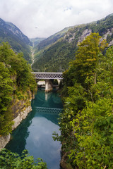 Fototapeta premium landscape with a beautiful mountain river in Alps