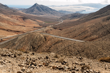 Beautiful volcanic mountains on  Fuerteventura. Canary Islands.