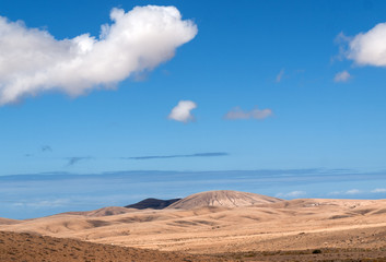 Landscape of fields and mountains near Antigua village, Fuerteventura, Canary Islands, Spain