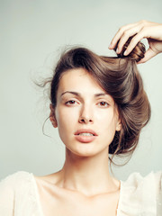 Fototapeta premium pretty stylish girl with brunette hair