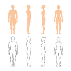Male and female human vector silhouettes