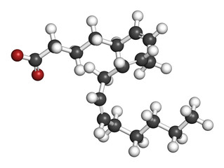 Gamma-linolenic acid (GLA, gamolenic acid) molecule.