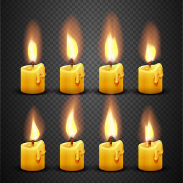 Vector candle with fire animation on transparent background