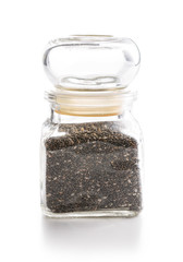 Chia seeds in jar.