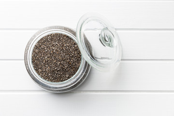 Chia seeds in jar.