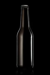 Bottle of beer or cider with clipping path isolated on black background