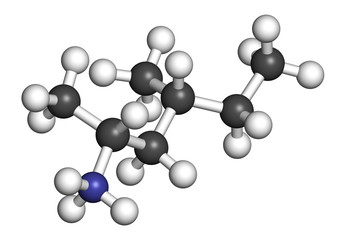 Methylhexanamine (dimethylamylamine, DMAA) stimulant molecule. 